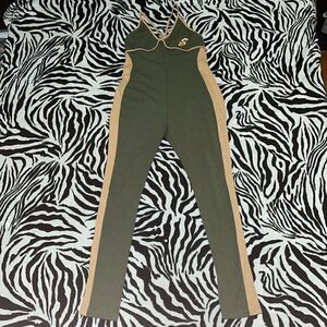 Soleboy race car green two toned jumper ribbed criss cross body suit size large